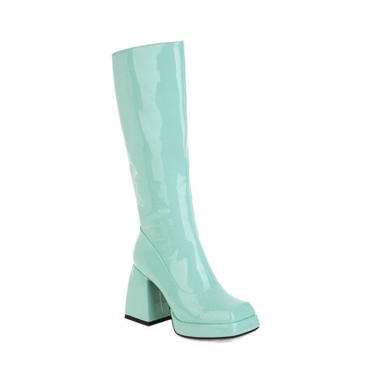 Platform Candy Color Knee High Boots - Your Shiny Clothes