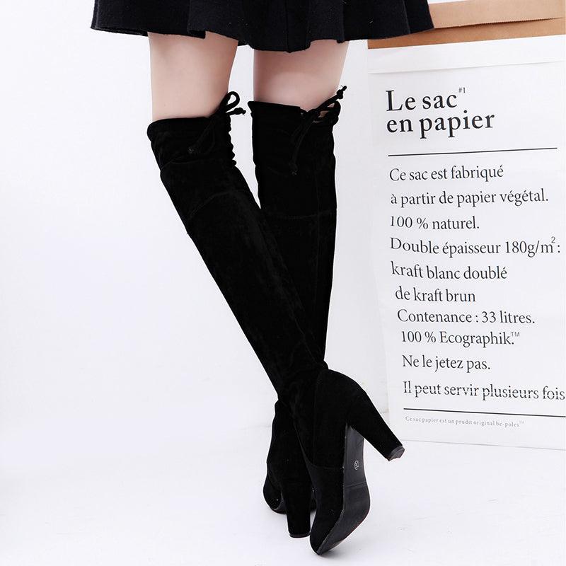 Knee High Faux Suede High Heel Boots - Your Shiny Clothes