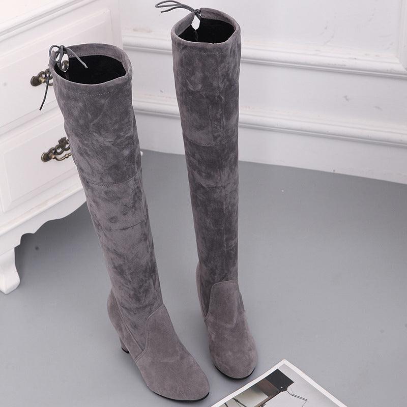 Knee High Faux Suede High Heel Boots - Your Shiny Clothes