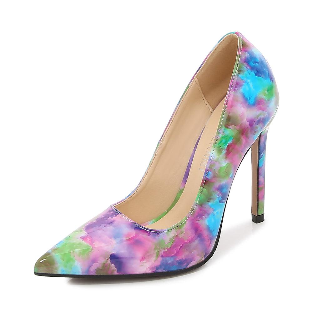 Colour Splashed Patent Leather 11cm High Heel Stilettos - Your Shiny Clothes