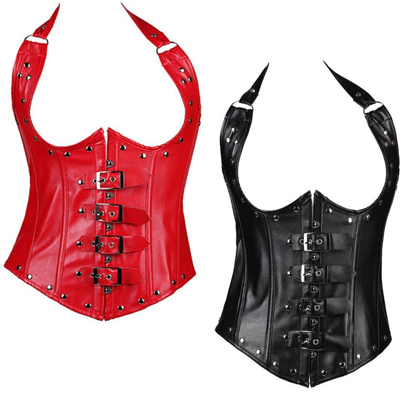 Faux Leather Underbust Bustier - Your Shiny Clothes