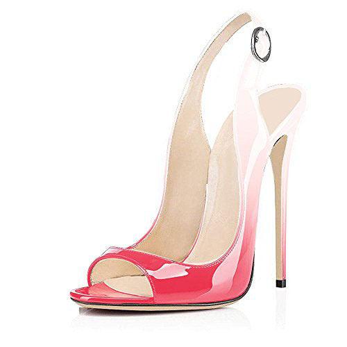 Patent Leather High Heeled Peep Toe Sandals - Your Shiny Clothes