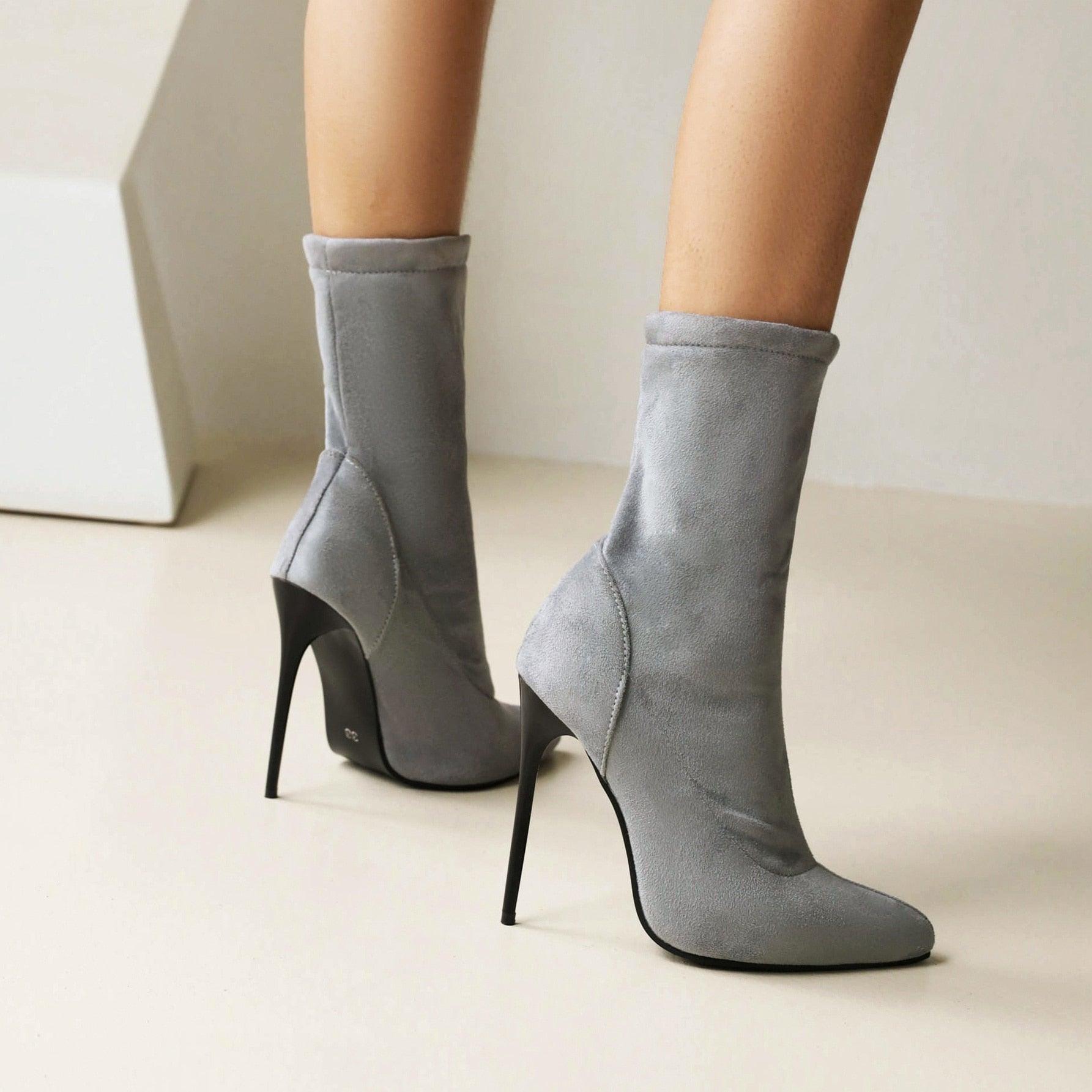 Grey stiletto ankle on sale boots