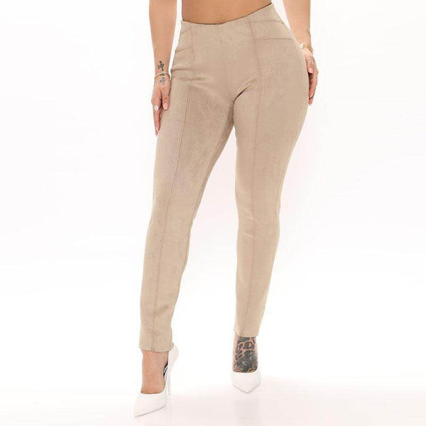 Plus Size Stretch High Waist  Faux Suede Leggings - Your Shiny Clothes