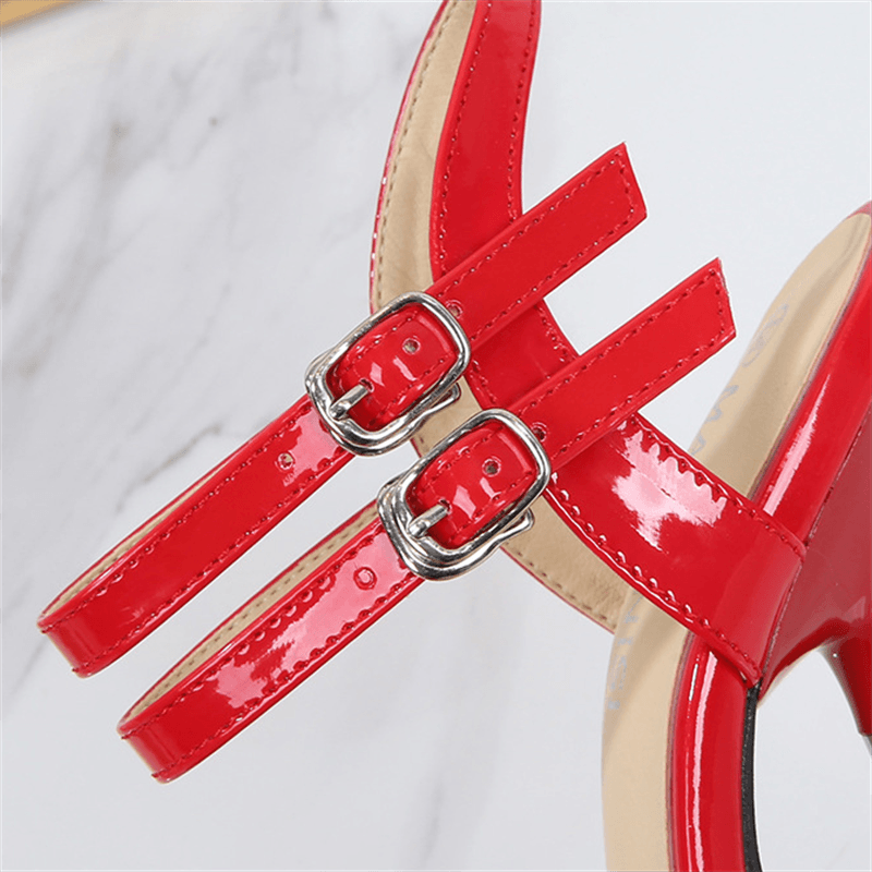 Patent Leather 16 cm Metal High Heel Sandals - Your Shiny Clothes