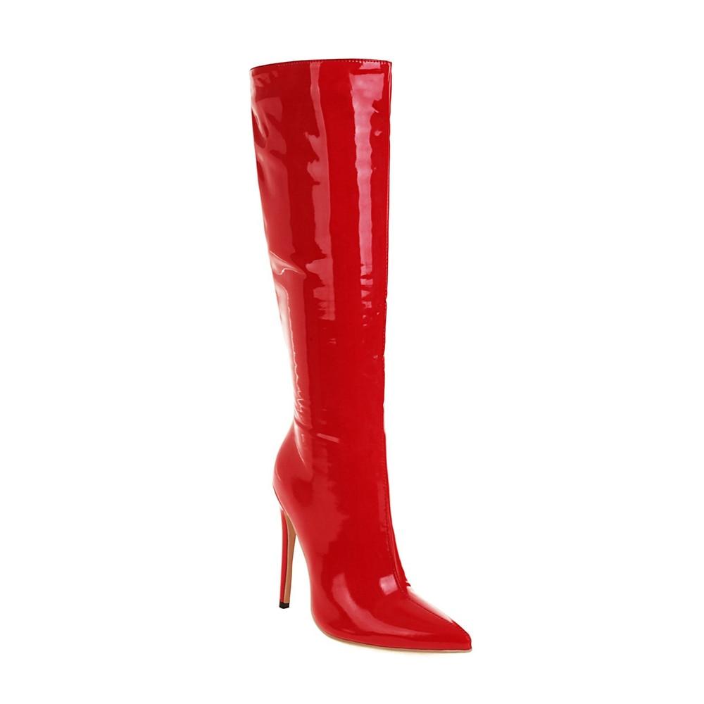 Knee High 13cm High Heel Patent Leather Boots - Your Shiny Clothes