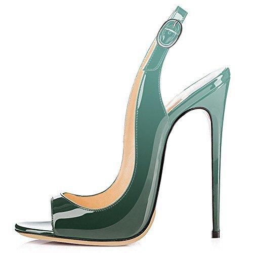 Patent Leather High Heeled Peep Toe Sandals - Your Shiny Clothes