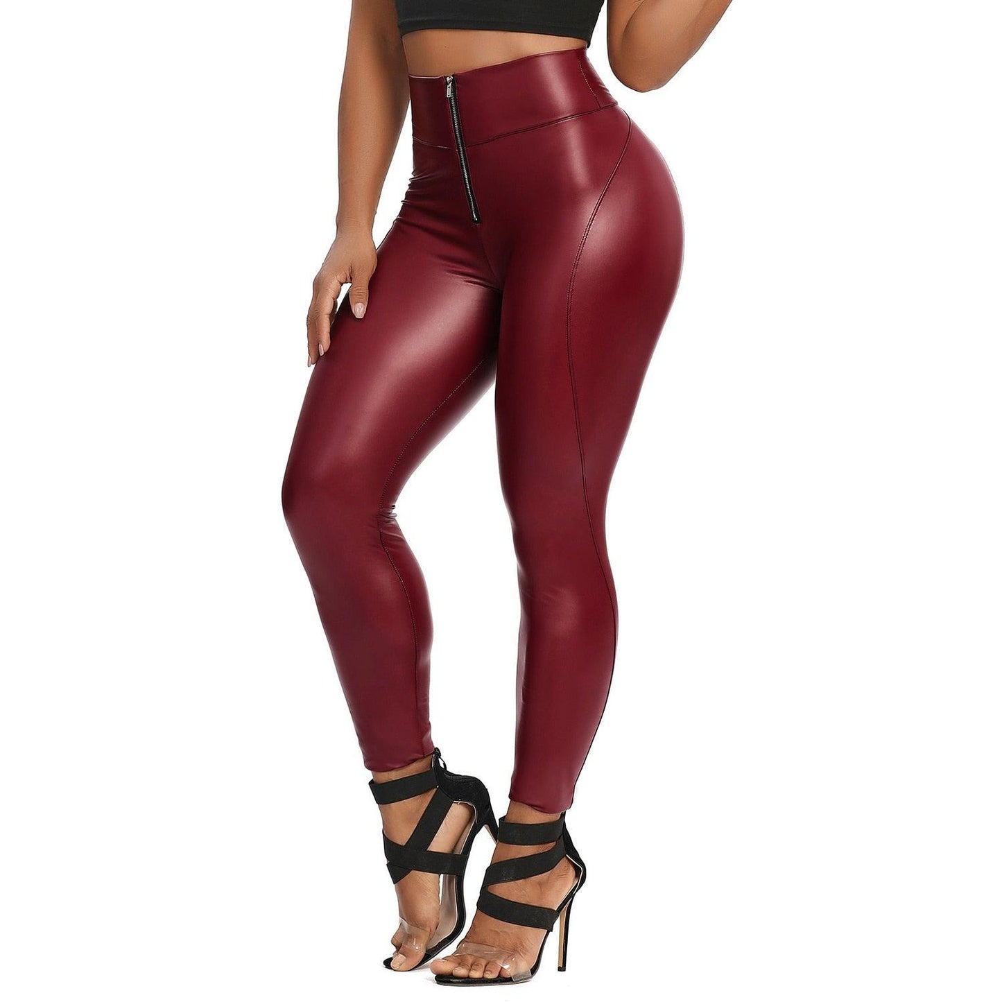 FAUX LEATHER LEGGINGS RED 