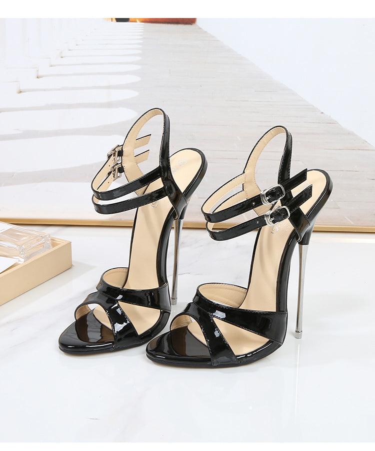 Patent Leather 16 cm Metal High Heel Sandals - Your Shiny Clothes