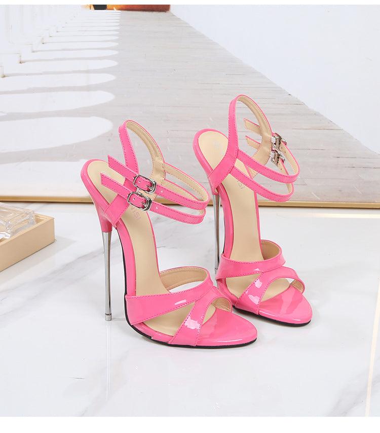 Patent Leather 16 cm Metal High Heel Sandals - Your Shiny Clothes