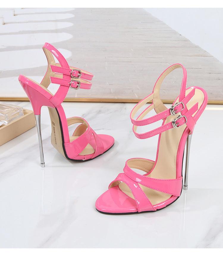 Patent Leather 16 cm Metal High Heel Sandals - Your Shiny Clothes