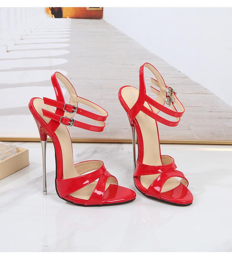 Patent Leather 16 cm Metal High Heel Sandals - Your Shiny Clothes