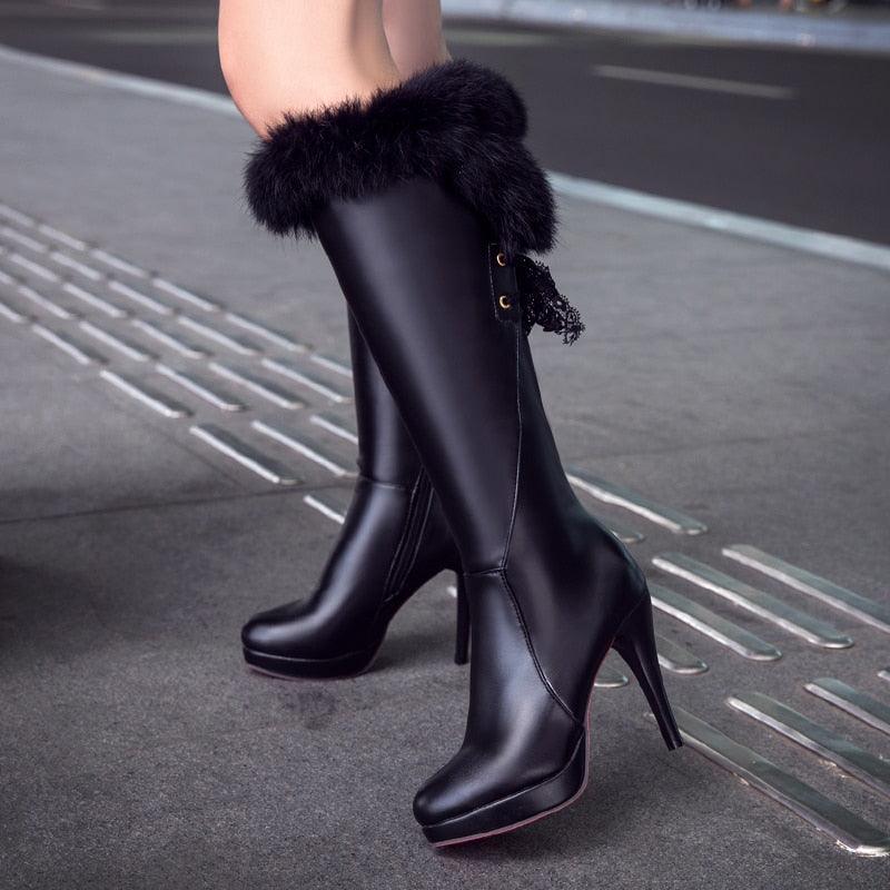 Knee High Furry Boots - Your Shiny Clothes