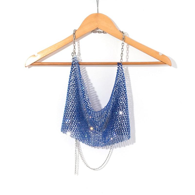 Rhinestone Studded Halter Top - Your Shiny Clothes