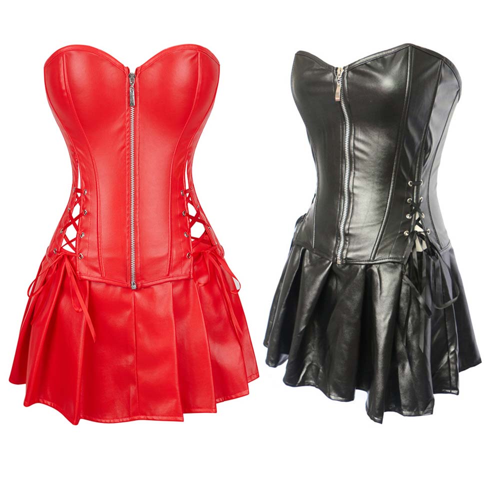 Faux Leather Corset Dress - Your Shiny Clothes