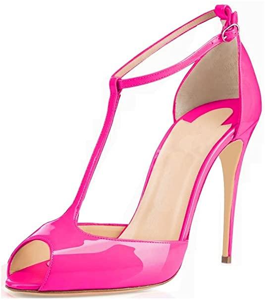 Peep Toe T-Strap Patent Leather Sandals - Your Shiny Clothes