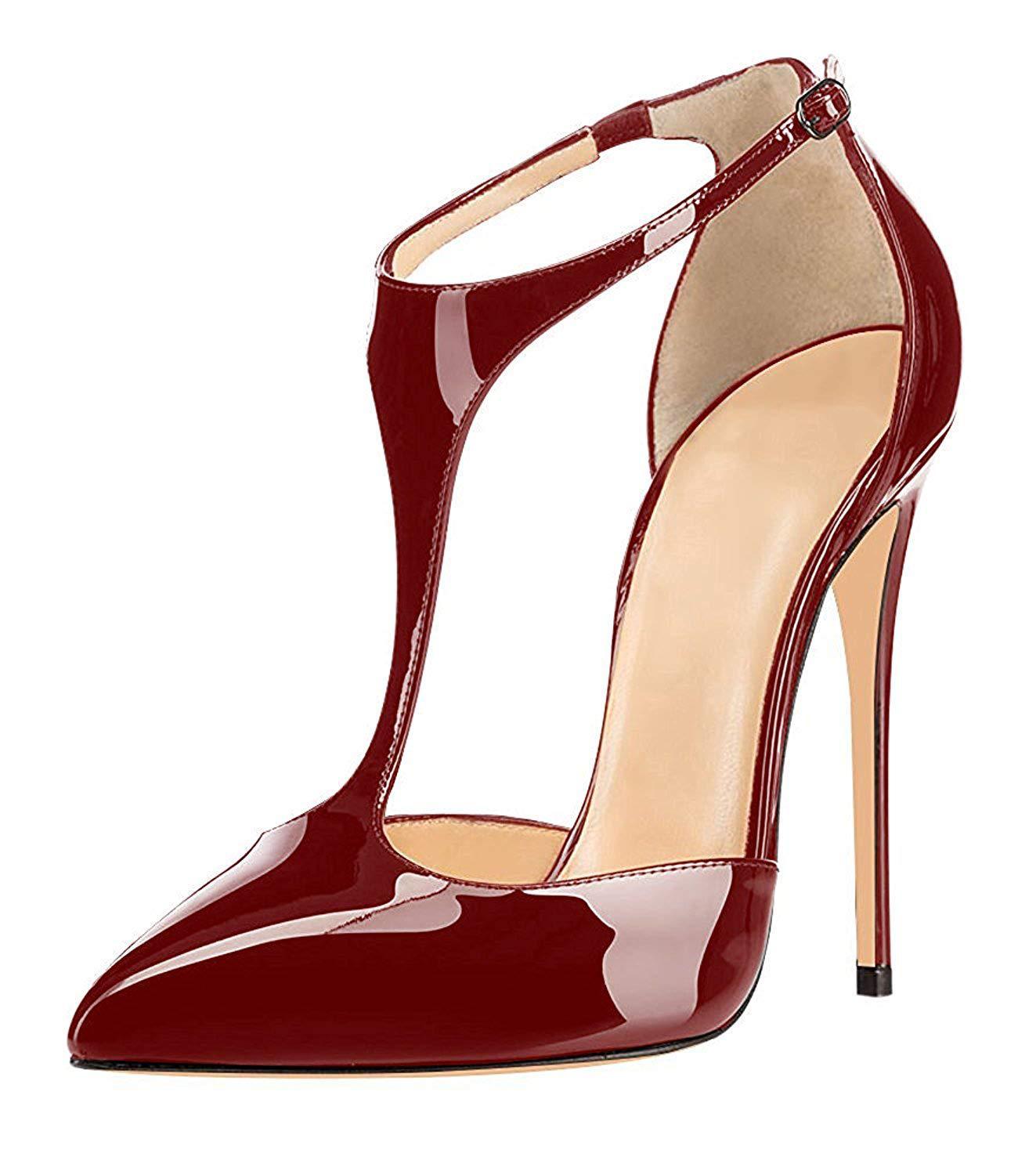 Patent Leather T-Strap 12cm High Heel Pump - Your Shiny Clothes