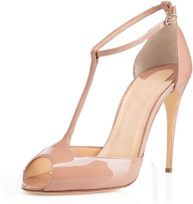 Peep Toe T-Strap Patent Leather Sandals - Your Shiny Clothes