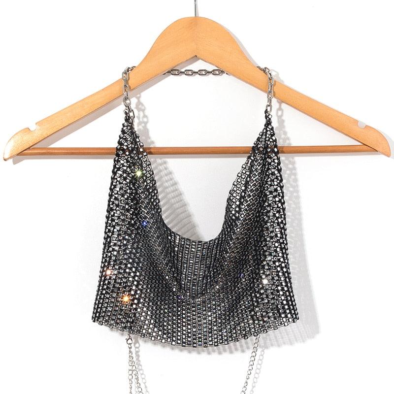 Rhinestone Studded Halter Top - Your Shiny Clothes