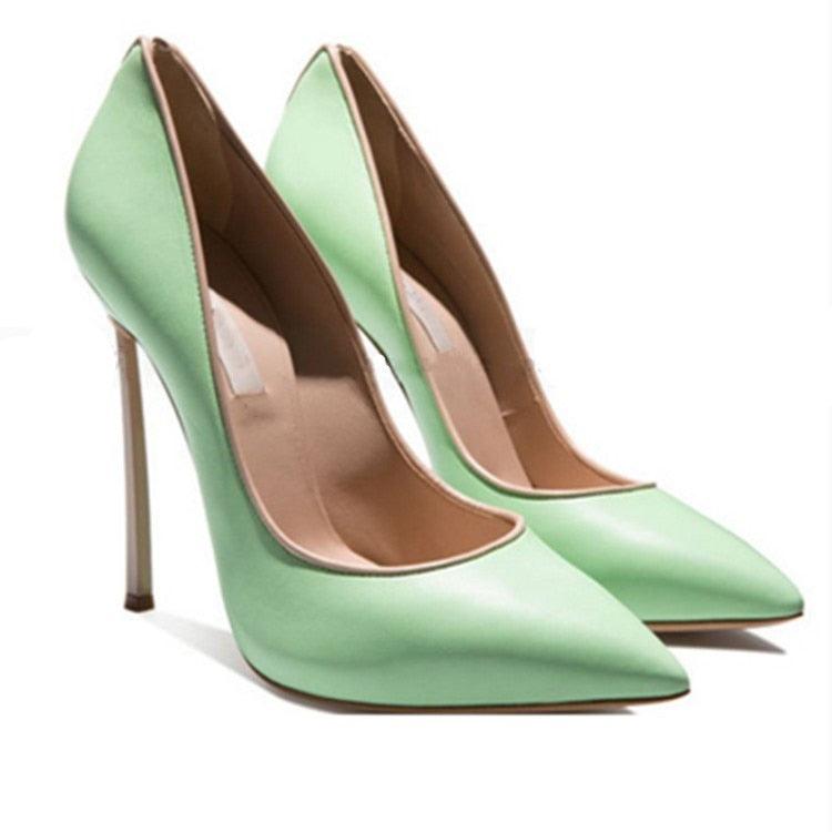 Contrast Coloured 12 cm High Heel Pumps - Your Shiny Clothes