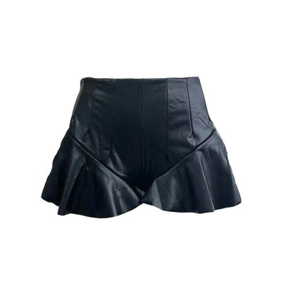 Eedele faux leather pleated shorts with a flared hem for a stylish and trendy look