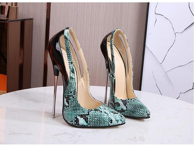 Snakeskin 16 cm Metal High Heel Pumps - Your Shiny Clothes