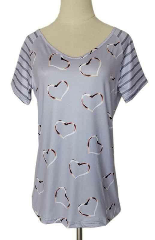 Kakaclo Heart Print Top for Women - Stylish & Cute - Your Shiny Clothes