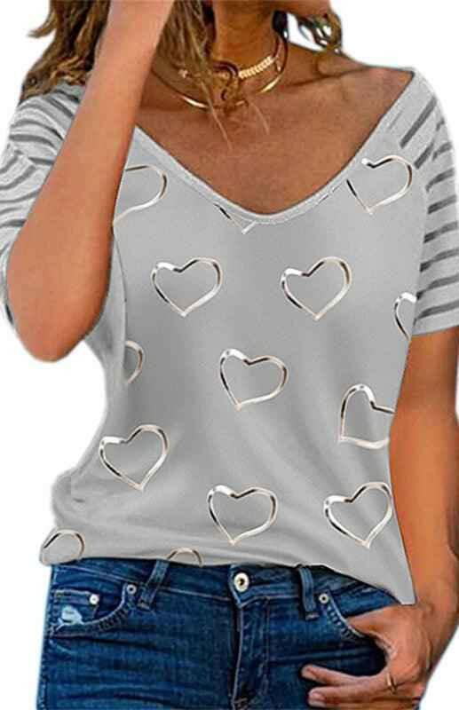 Kakaclo Heart Print Top for Women - Stylish & Cute - Your Shiny Clothes