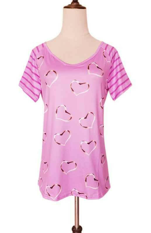 Kakaclo Heart Print Top for Women - Stylish & Cute - Your Shiny Clothes