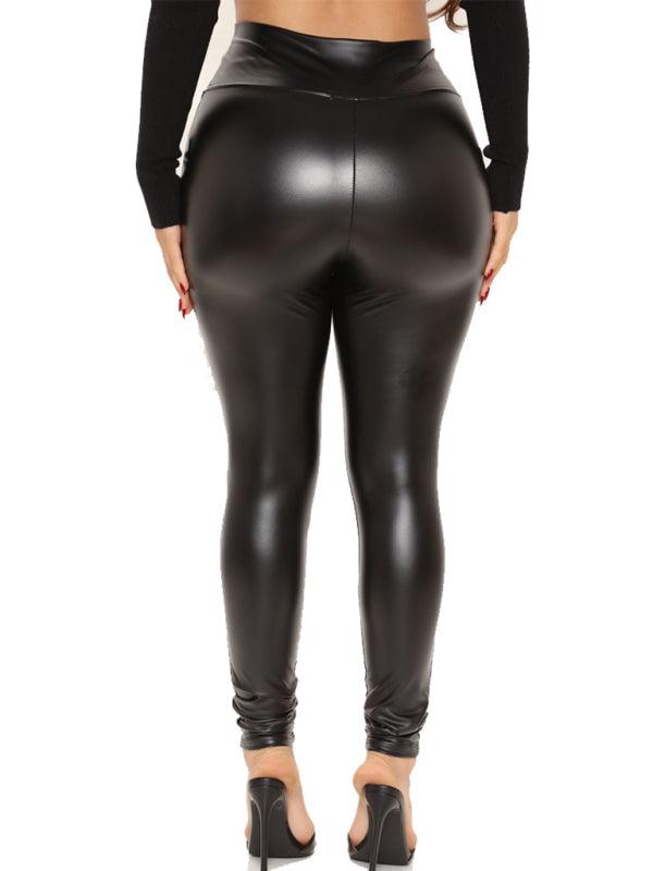 Pull-on Styling Faux Leather Legging - Your Shiny Clothes