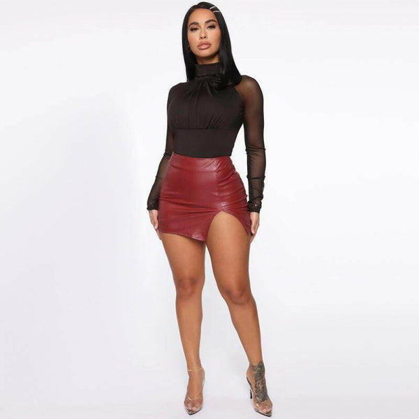 Kakaclo Red Faux Leather Miniskirt for Chic Style - Your Shiny Clothes