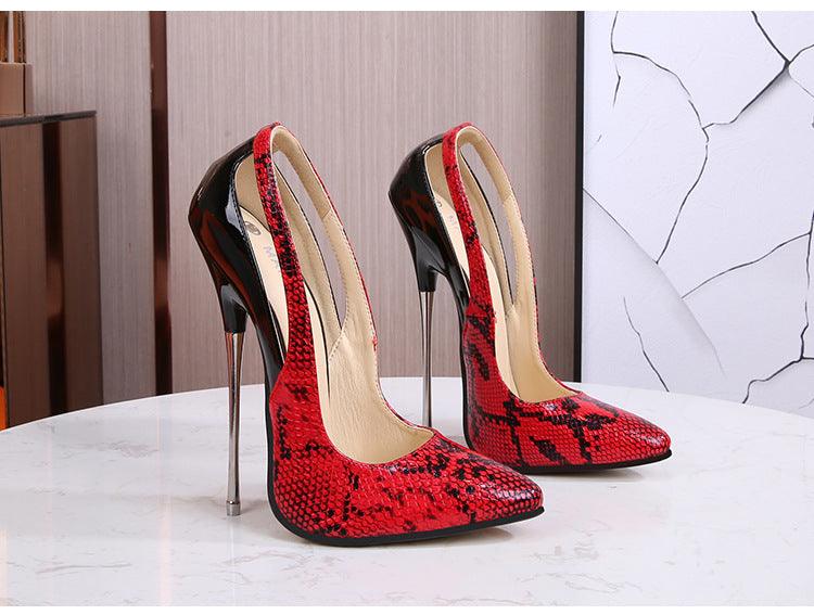 Snakeskin 16 cm Metal High Heel Pumps - Your Shiny Clothes