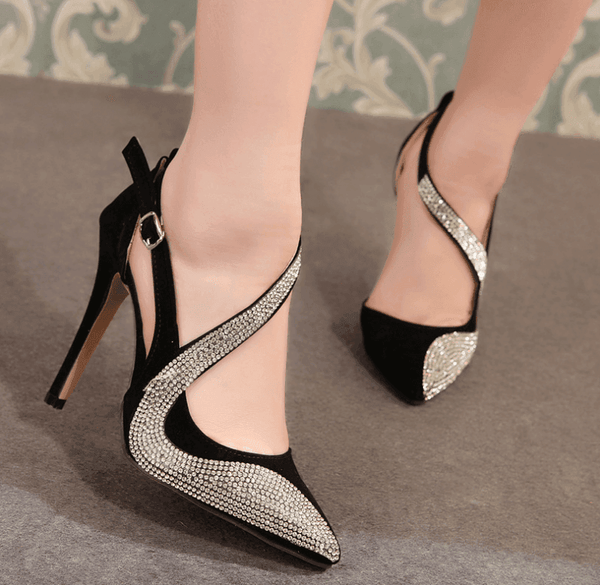 Rhinestone High Heel Pumps for Glam Events