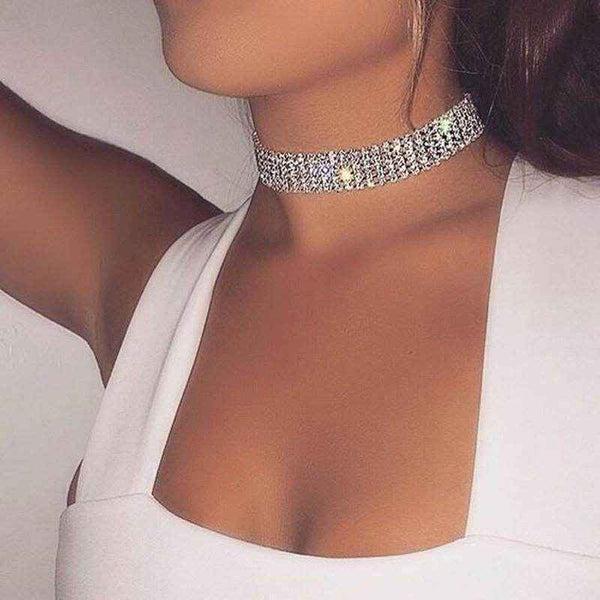 Sparkling Rhinestone Crystal Choker Necklace