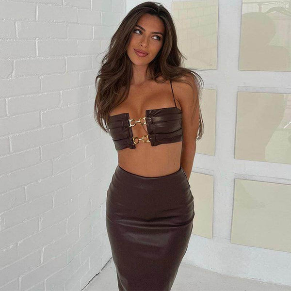 Two Piece Bandeau Camisole And Skirt Set - Your Shiny Clothes