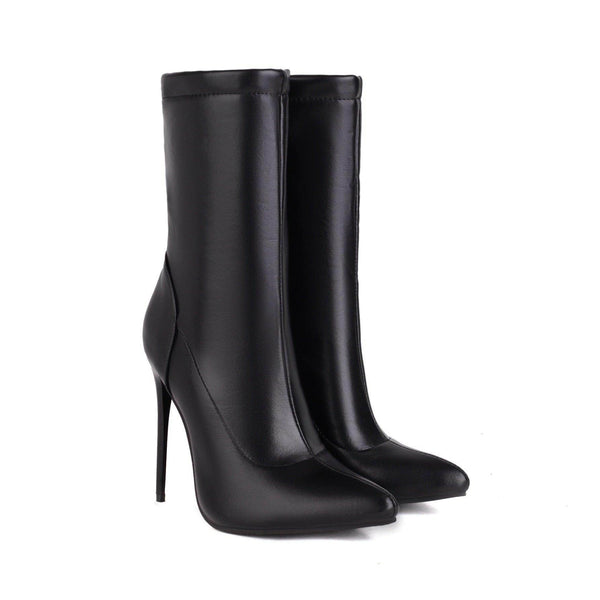 YSC 12 cm High Heel Ankle Boots - Chic Black Style - Your Shiny Clothes