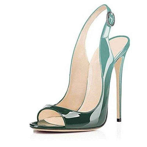Patent Leather High Heeled Peep Toe Sandals